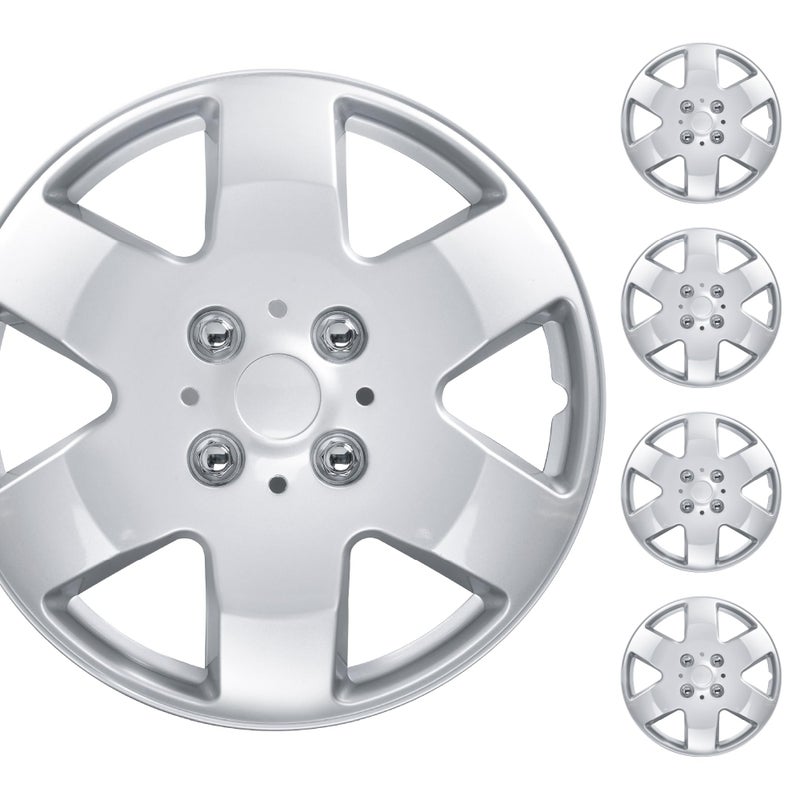 BDK Full Set of 4-15 Inch Replacement Hubcaps for Cars, Wheel Cover Hub Cap, Easy Snap-On Installation Secure Fit, Heat & Impact Resistant, Direct Replacement for OEM Factory Wheels - Fits 15" Rims - Image 1